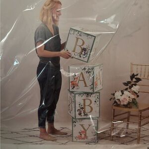 Kate Aspen Cottage Core Animal Woodland Floral Baby Blocks in Gold and Green